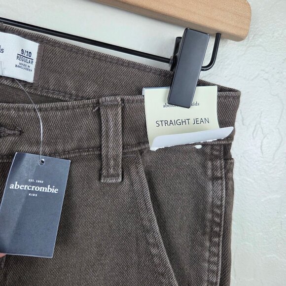 Abercrombie Kids Straight Leg Jean Brown Size 9/10 Regular Adjustable Waist NEW - Picture 5 of 10